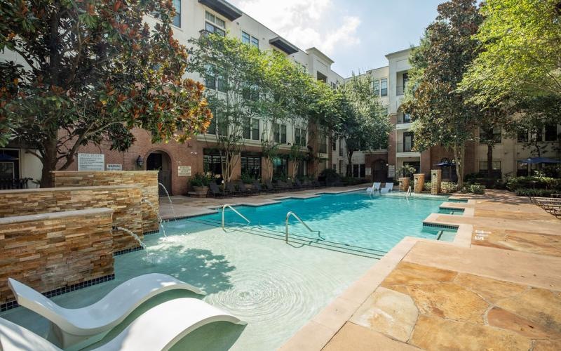 a pool in a courtyard